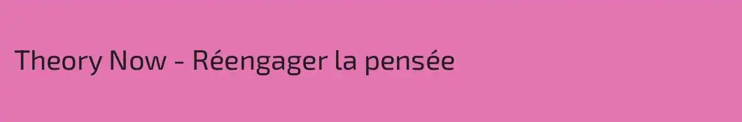 Theory Now - Réengager la pensée
